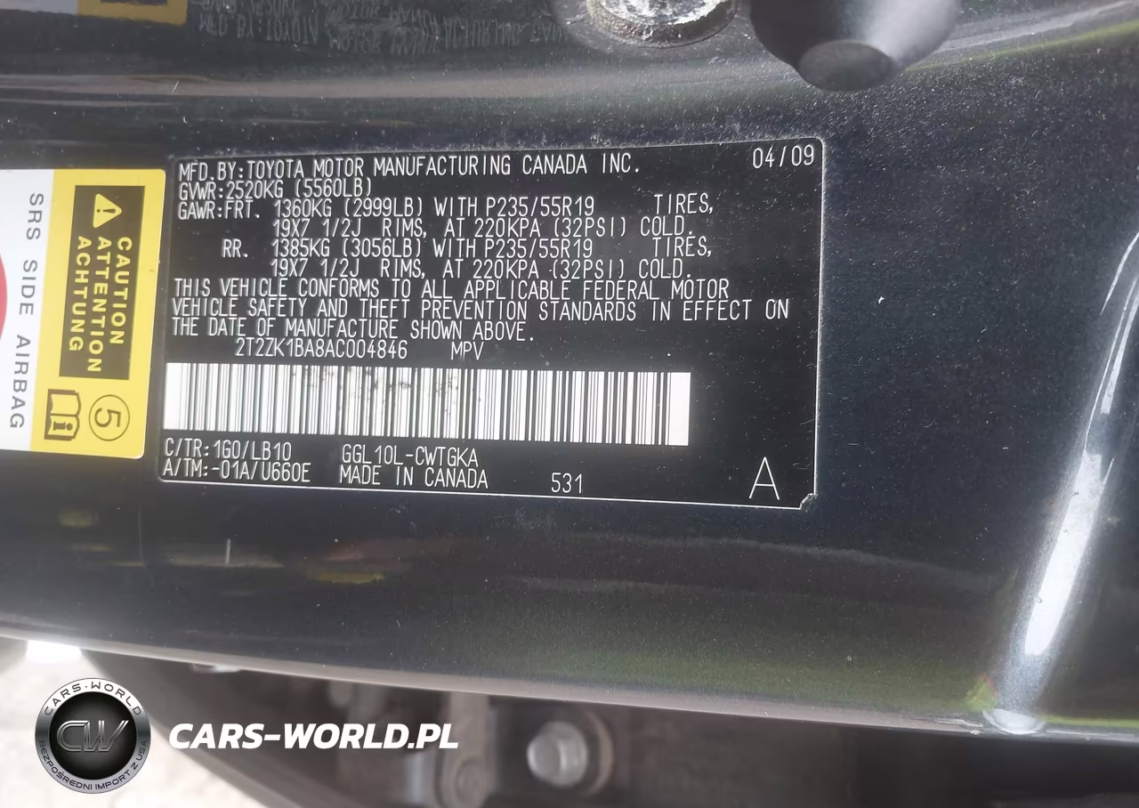 2010 Lexus Rx 350 VIN:2T2ZK1BA8AC004846 - 9