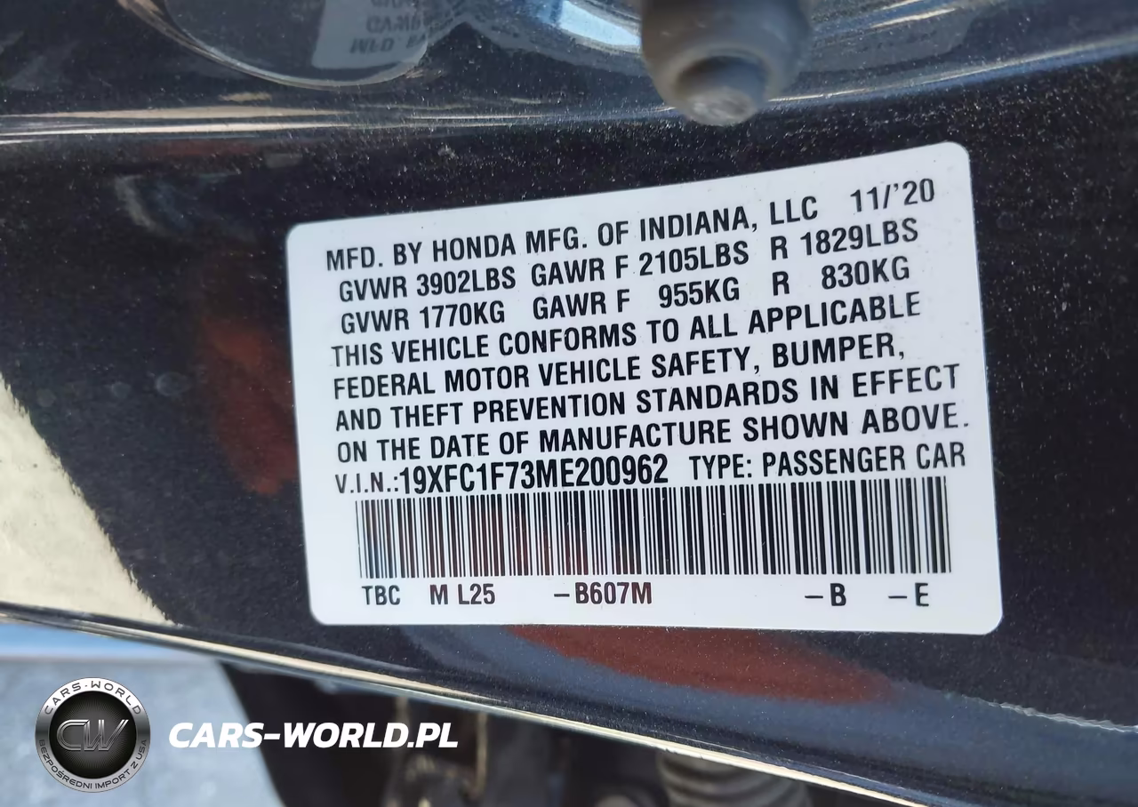 2021 Honda Civic Ex-L VIN:19XFC1F73ME200962 - 9