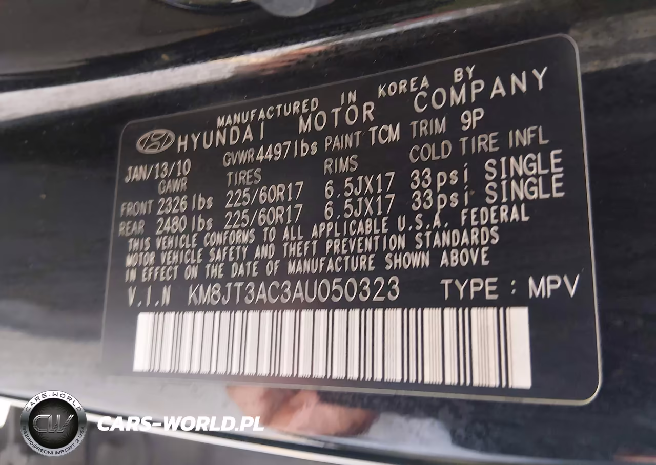 2010 Hyundai Tucson Gls VIN:KM8JT3AC3AU050323 - 9