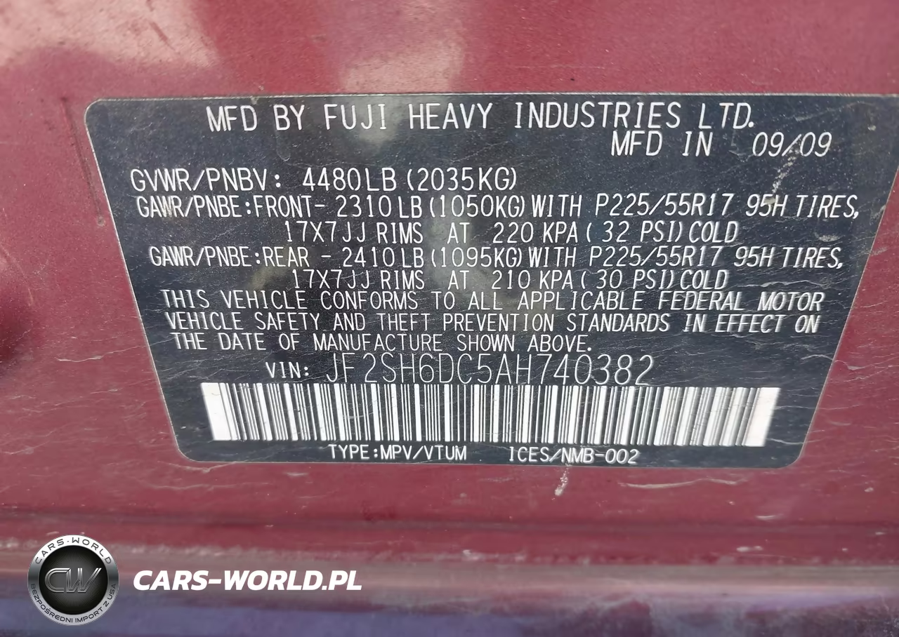 2010 Subaru Forester 2.5X Limited VIN:JF2SH6DC5AH740382 - 9