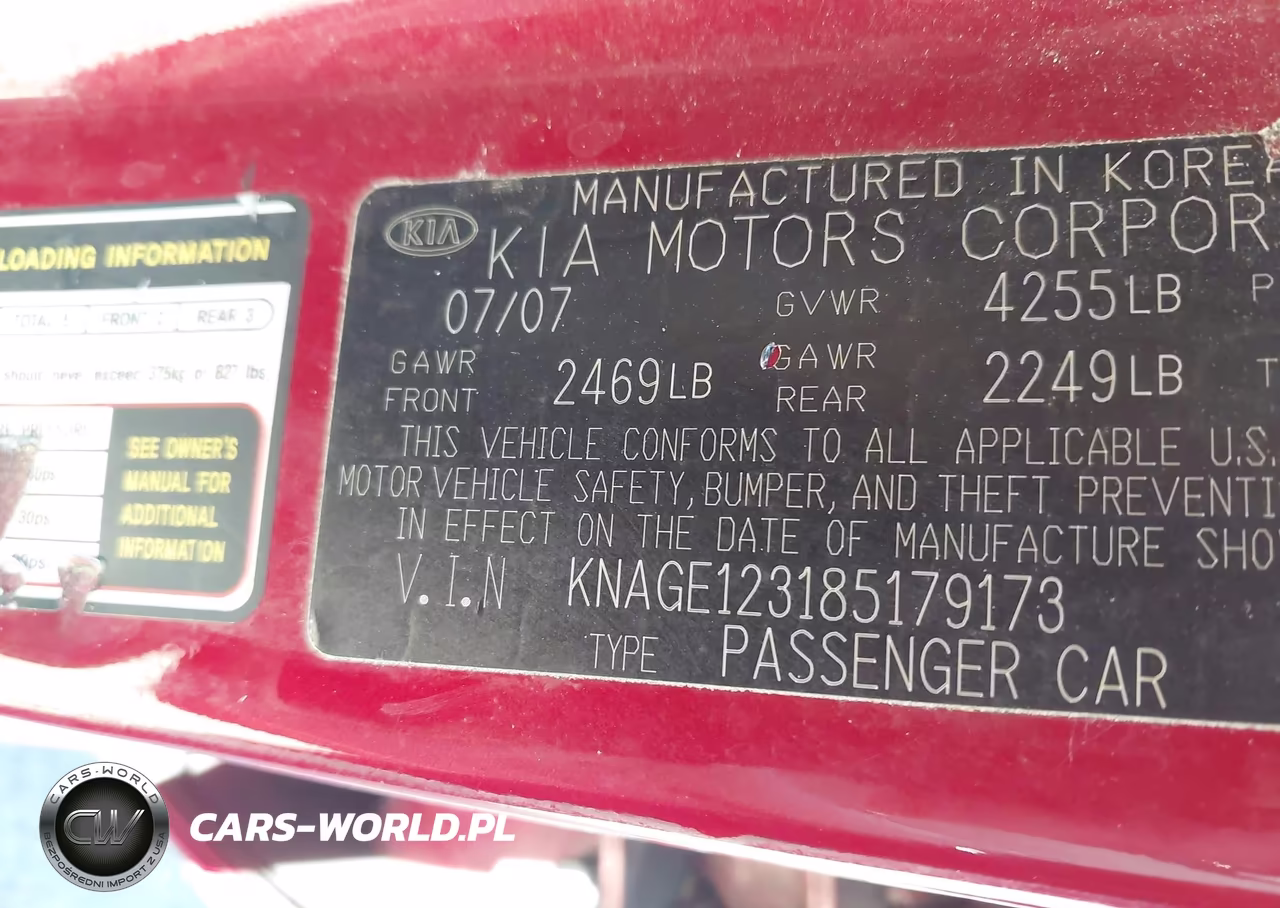 2008 Kia Optima Lx VIN:KNAGE123185179173 - 9