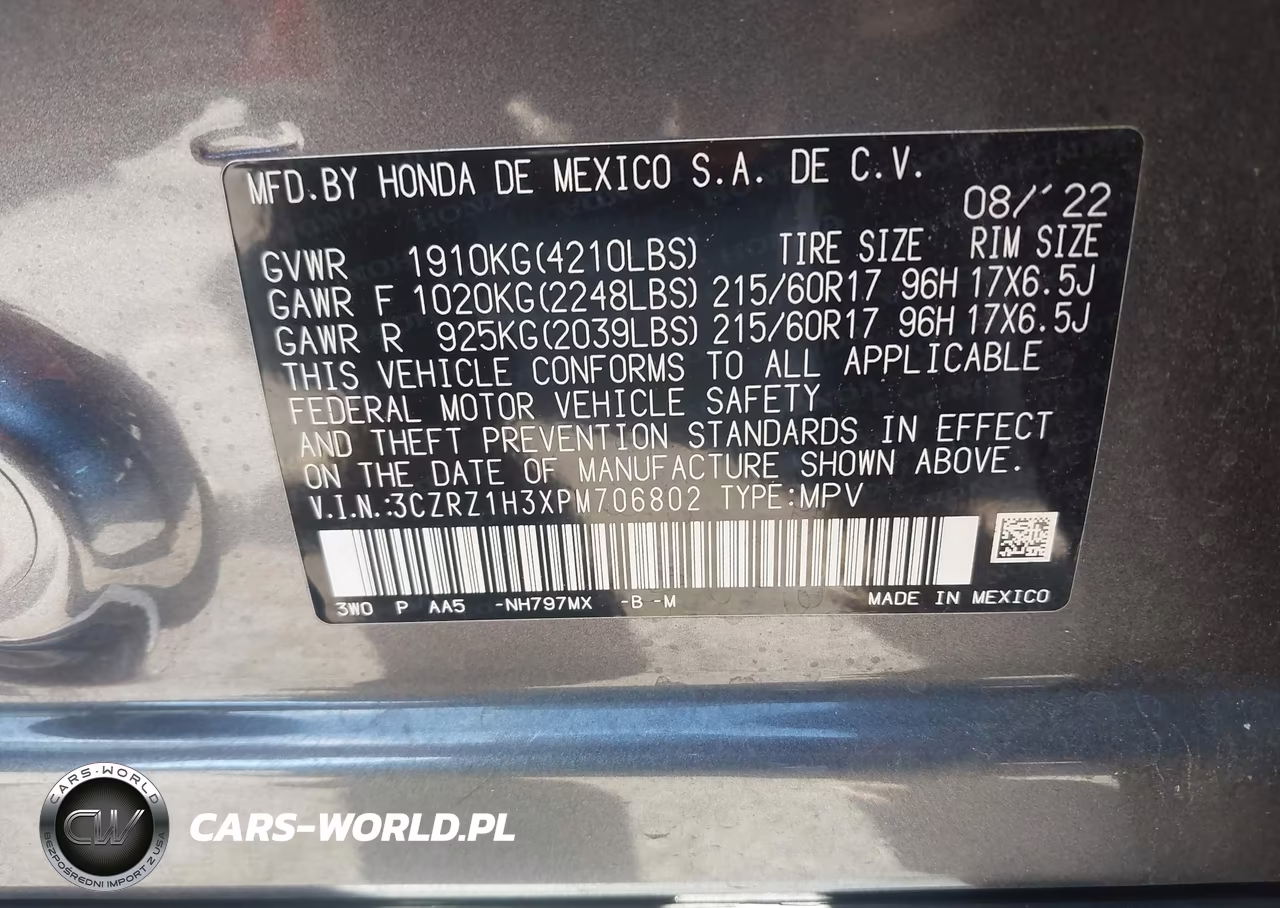 2023 Honda Hr-V 2Wd Lx VIN:3CZRZ1H3XPM706802 - 9