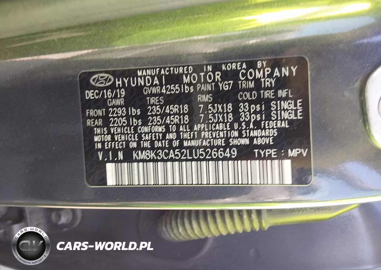 2020 Hyundai Kona Limited VIN:KM8K3CA52LU526649 - 9