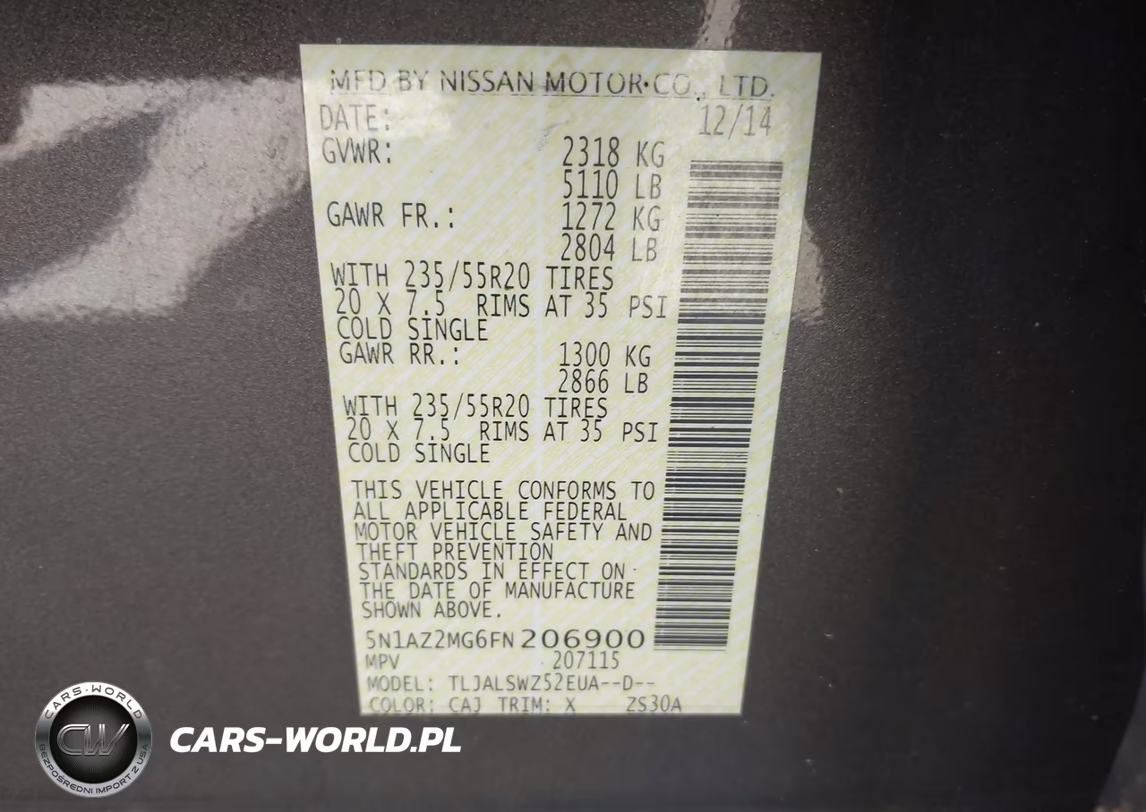 2015 Nissan Murano Platinum VIN:5N1AZ2MG6FN206900 - 9