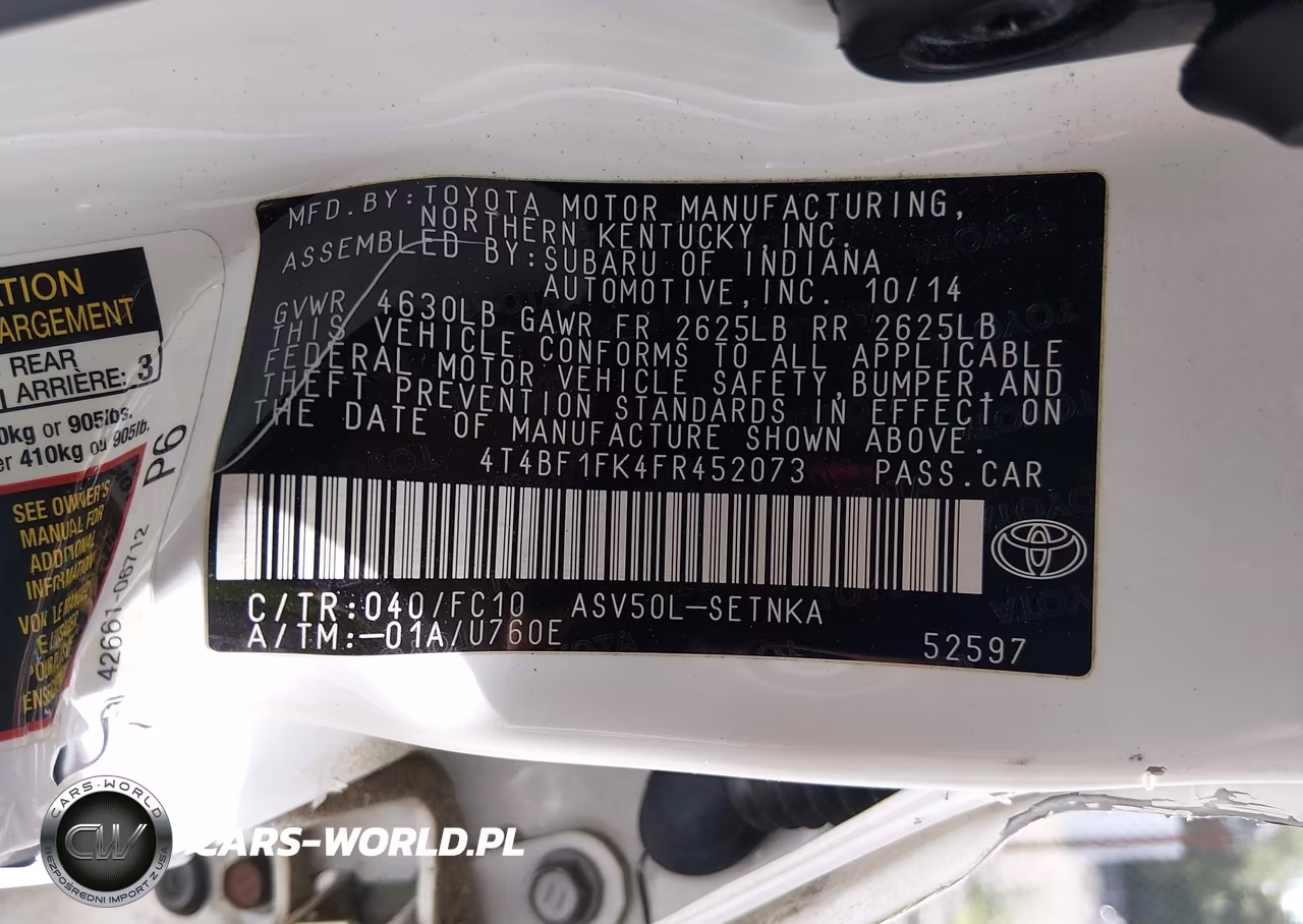 2015 Toyota Camry Le VIN:4T4BF1FK4FR452073 - 9
