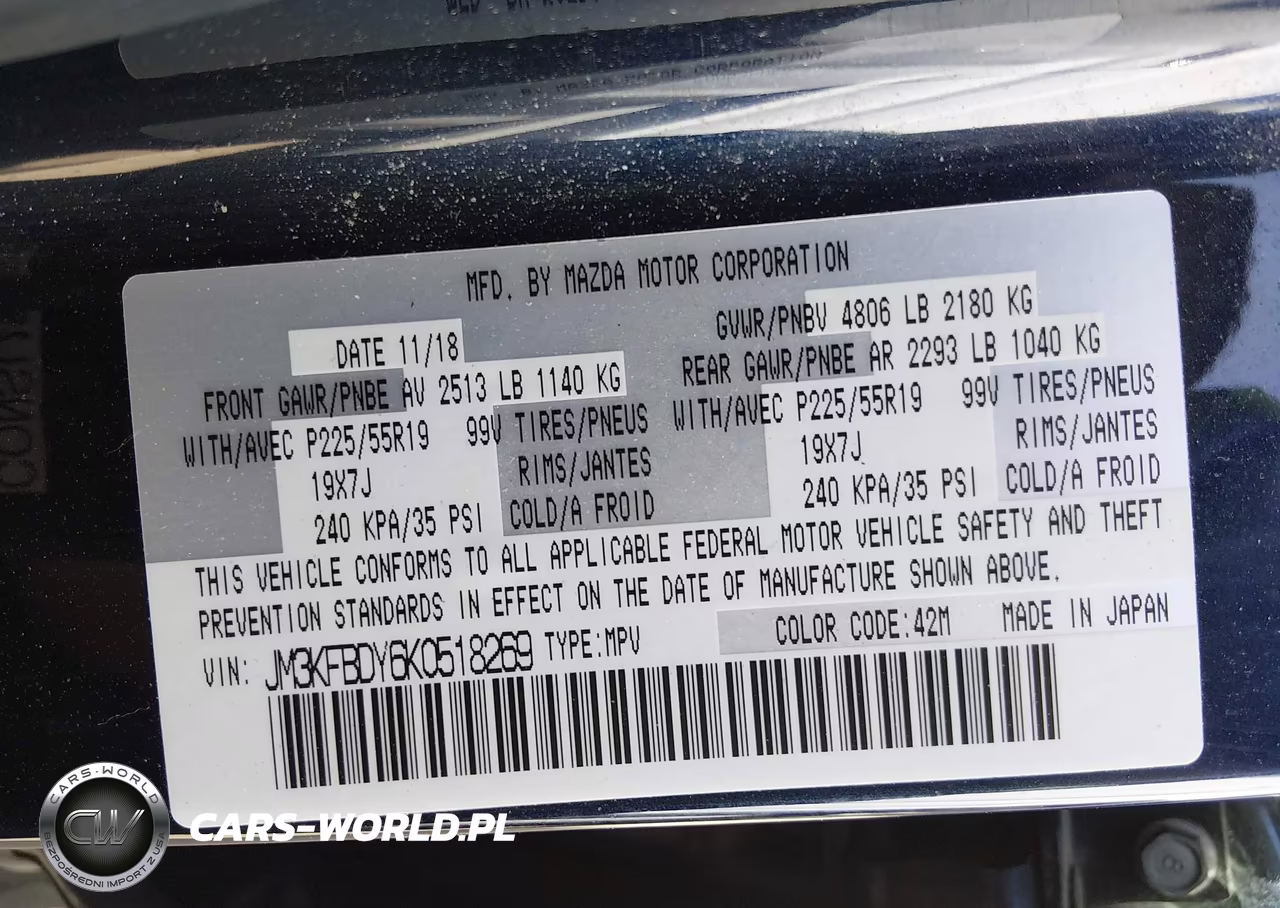 2019 Mazda Cx-5 Grand Touring Reserve VIN:JM3KFBDY6K0518269 - 9