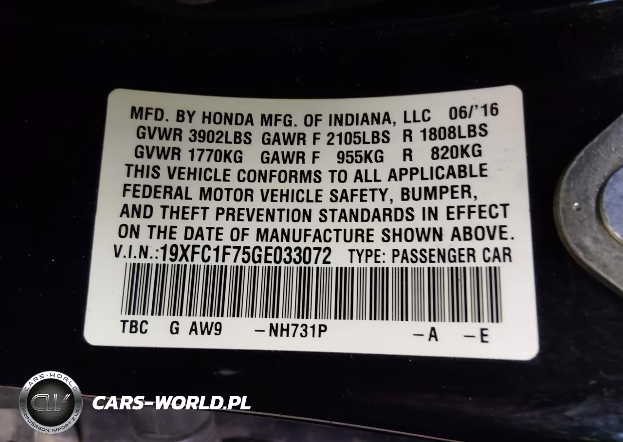 2016 Honda Civic Ex-L VIN:19XFC1F75GE033072 - 9