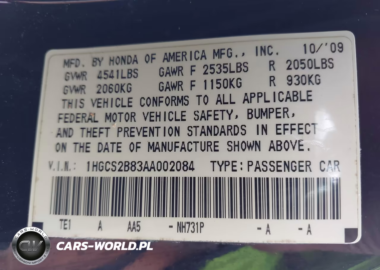 2010 Honda Accord 3.5 Ex-L VIN:1HGCS2B83AA002084 - 9