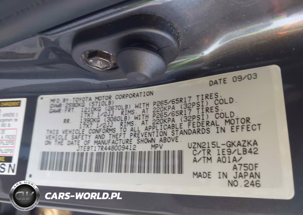 2004 Toyota 4Runner Limited V8 VIN:JTEBT17R448009412 - 9