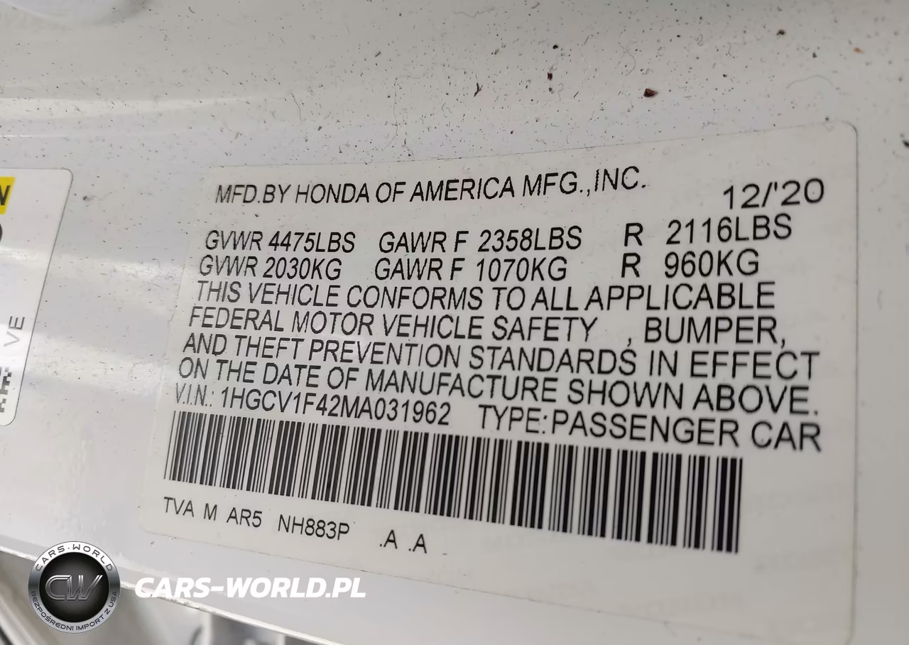 2021 Honda Accord Sport Special Edition VIN:1HGCV1F42MA031962 - 9