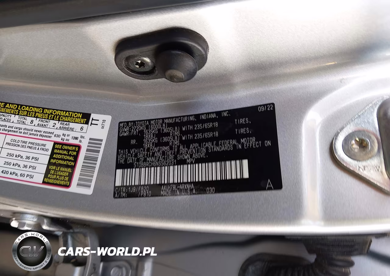 2022 Toyota Highlander Hybrid Le VIN:5TDBBRCH6NS562031 - 9
