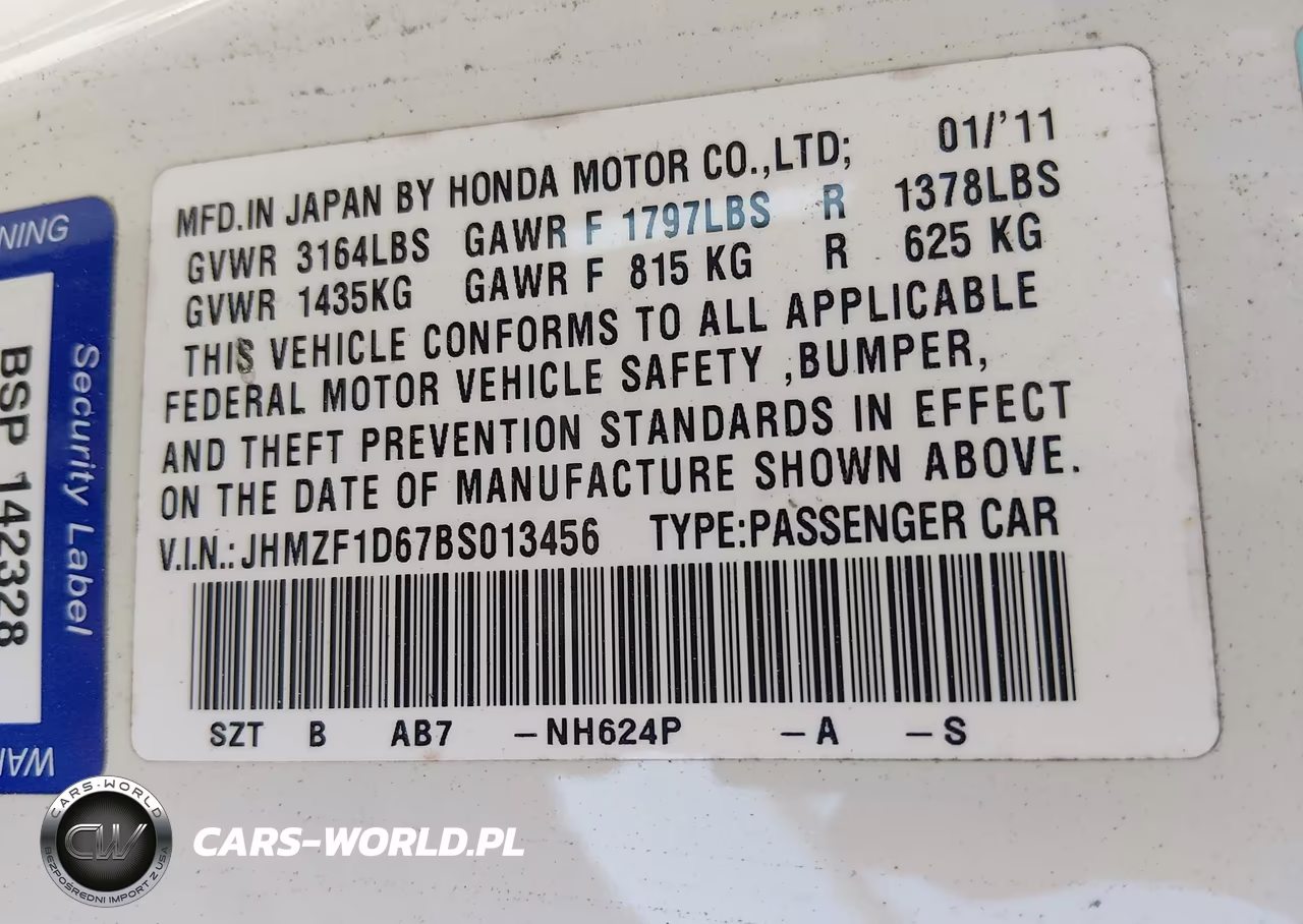 2011 Honda Cr-Z Ex VIN:JHMZF1D67BS013456 - 9