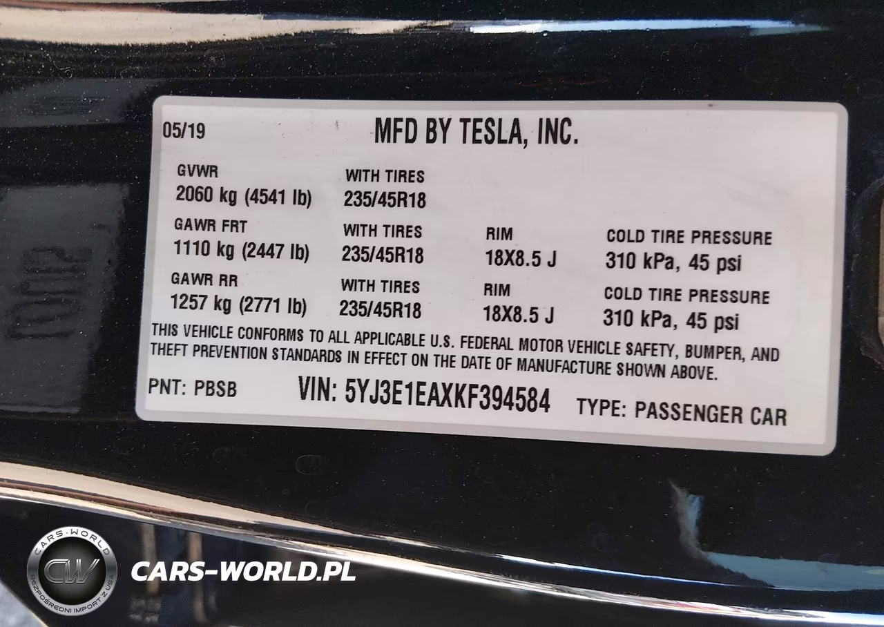 2019 Tesla Model 3 Long Range-Mid Range-Standard Range-Standard Range Plus VIN:5YJ3E1EAXKF394584 - 9