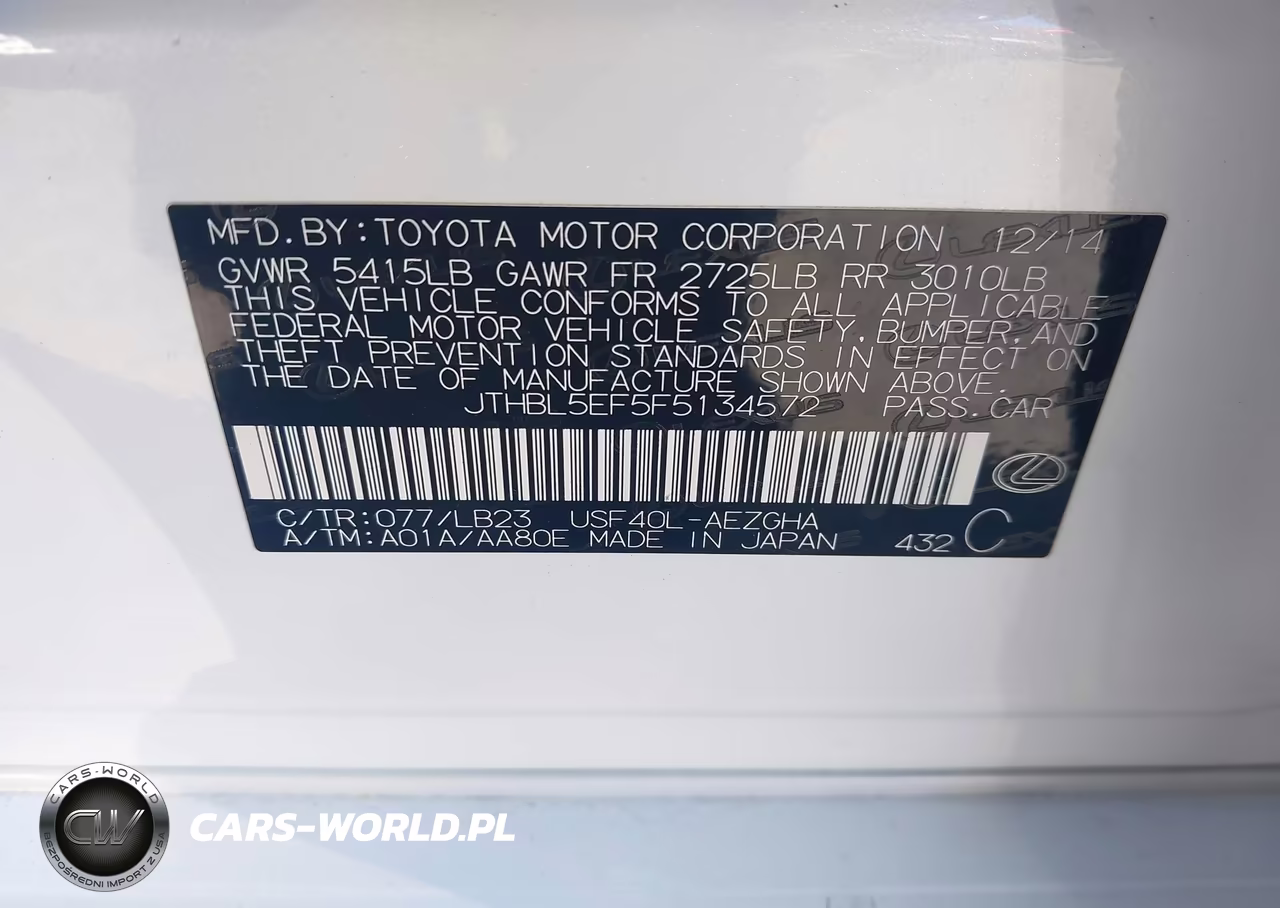 2015 Lexus Ls 460 VIN:JTHBL5EF5F5134572 - 9