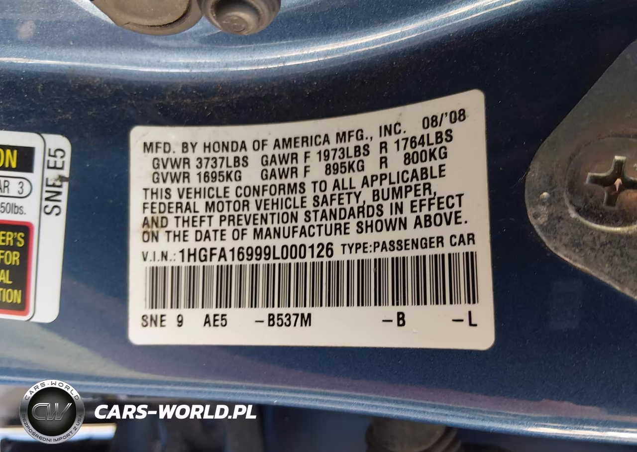 2009 Honda Civic Ex-L VIN:1HGFA16999L000126 - 9