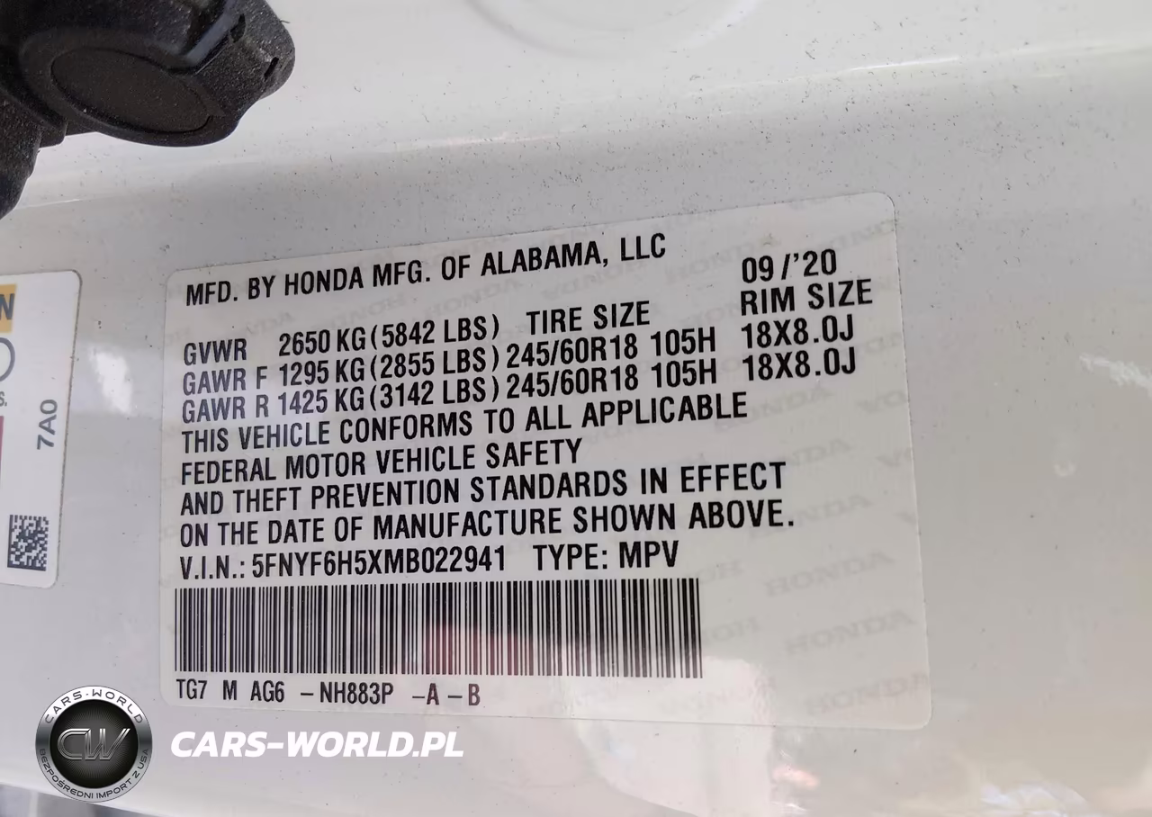2021 Honda Pilot Awd Ex-L VIN:5FNYF6H5XMB022941 - 9