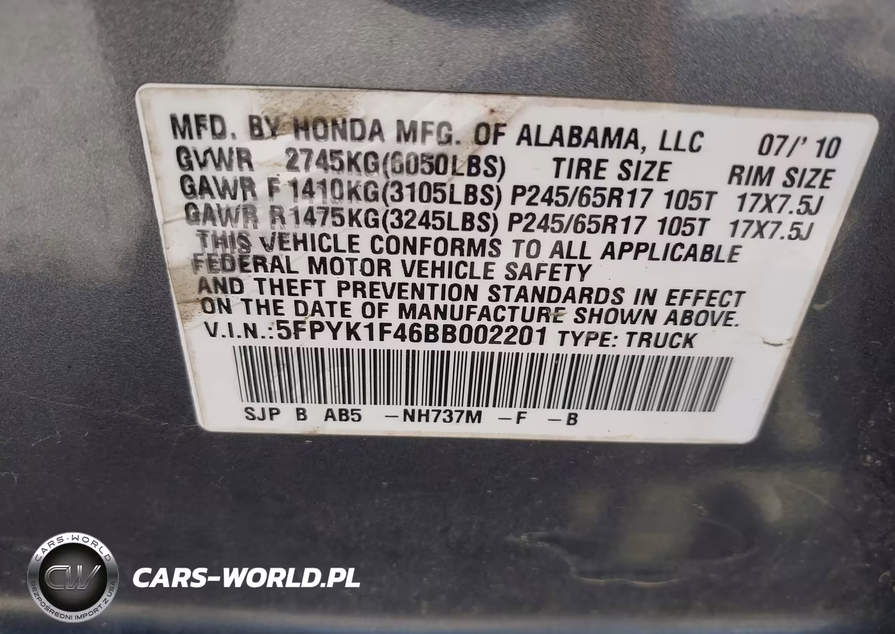 2011 Honda Ridgeline Rts VIN:5FPYK1F46BB002201 - 9