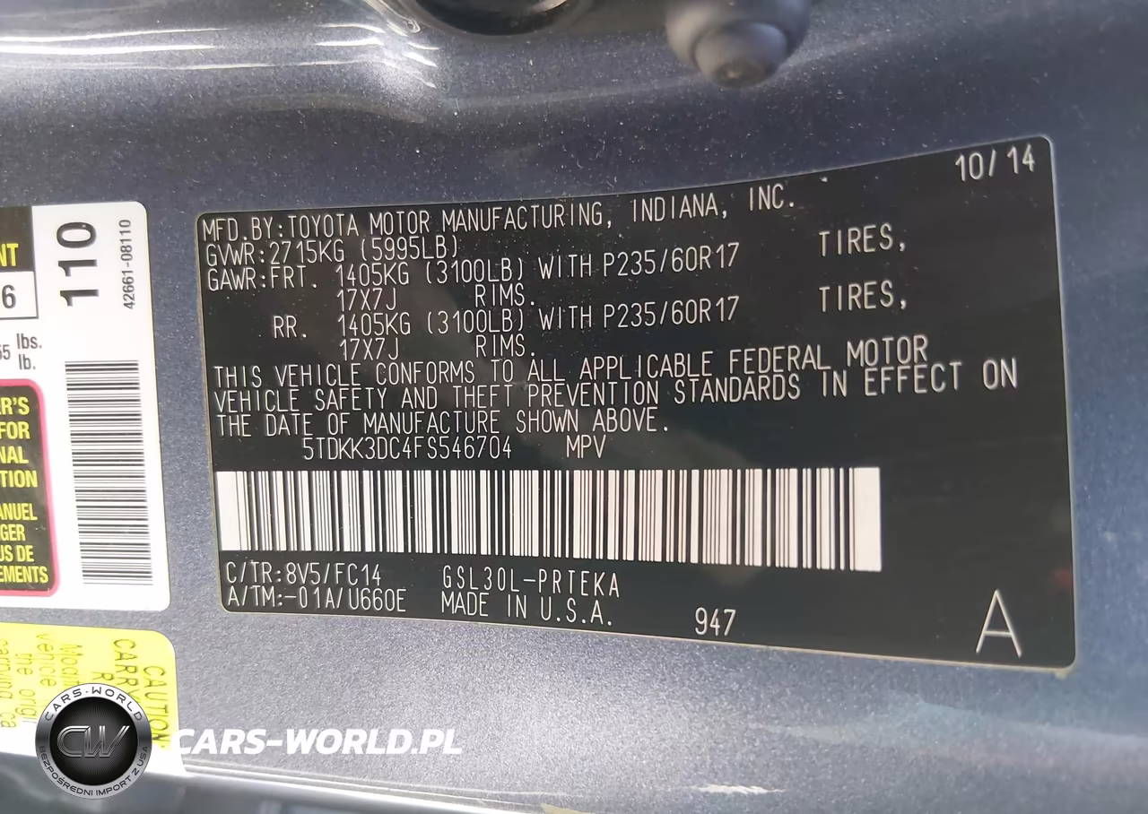 2015 Toyota Sienna Le 8 Passenger VIN:5TDKK3DC4FS546704 - 9