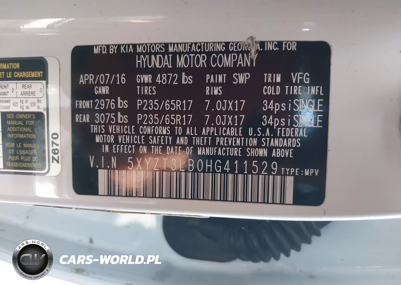 2017 Hyundai Santa Fe Sport 2.4L VIN:5XYZT3LB0HG411529 - 9