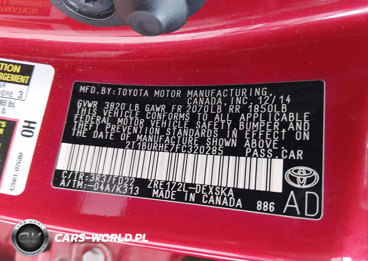 2015 Toyota Corolla S Plus VIN:2T1BURHE7FC320285 - 9