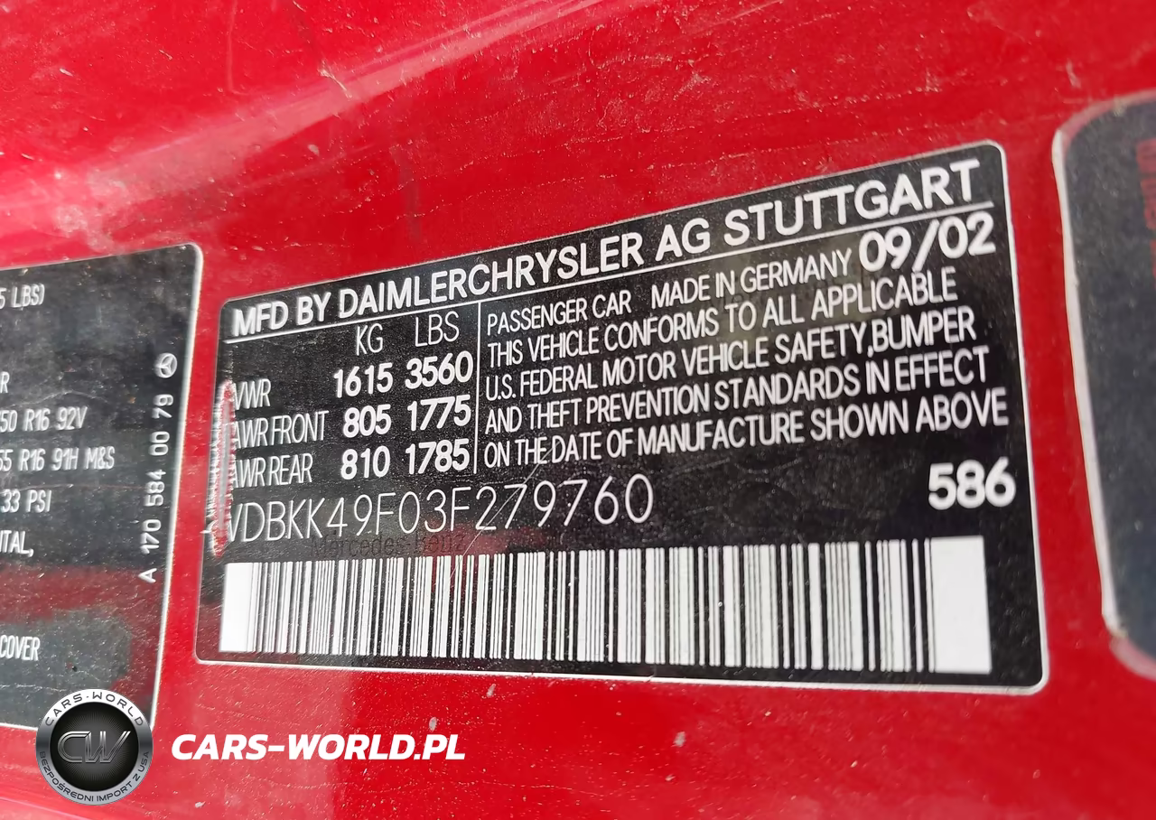 2003 Mercedes-Benz Slk 230 Kompressor VIN:WDBKK49F03F279760 - 9