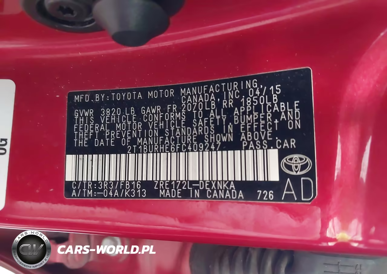 2015 Toyota Corolla Le VIN:2T1BURHE6FC409247 - 9