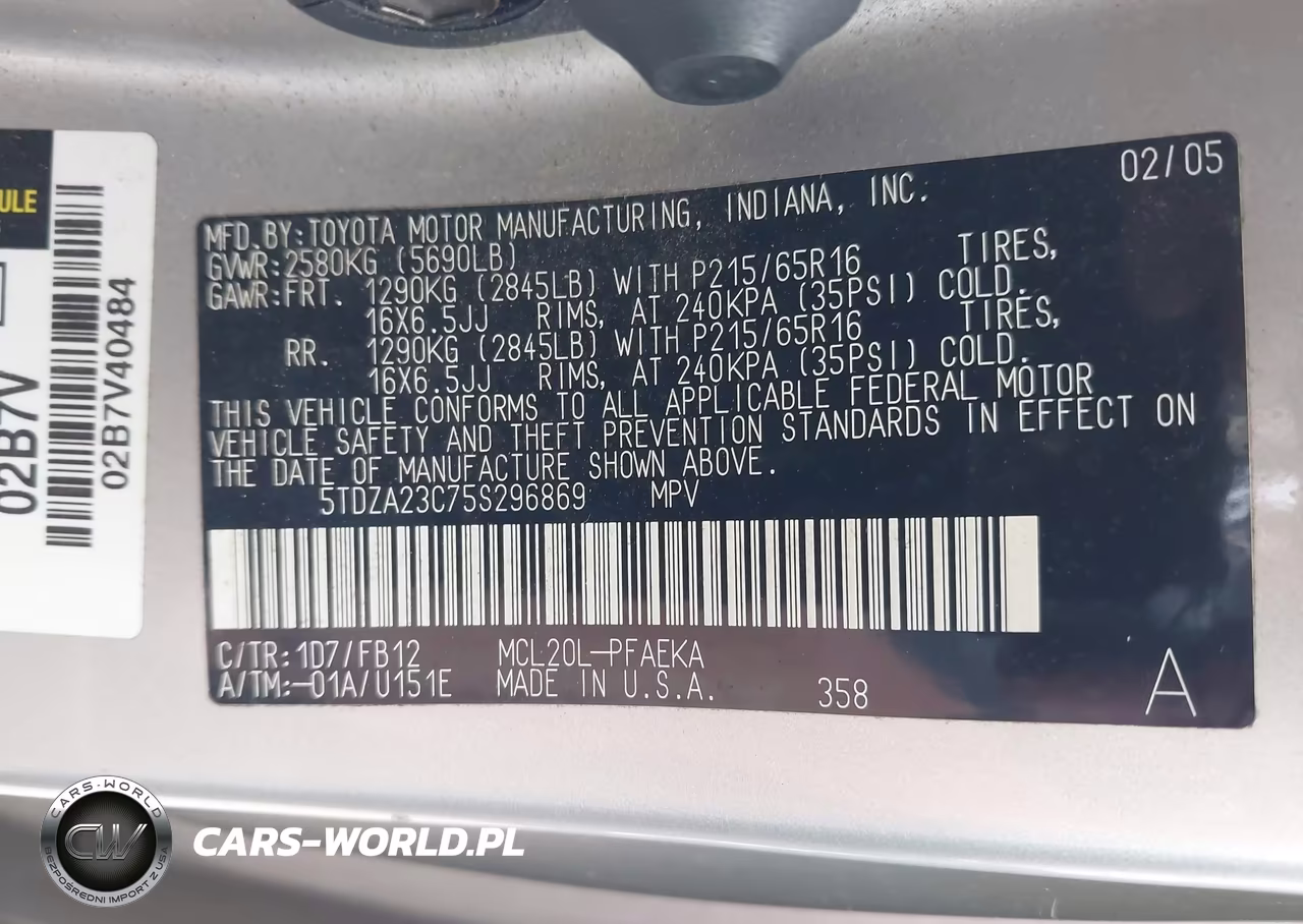 2005 Toyota Sienna Le VIN:5TDZA23C75S296869 - 9