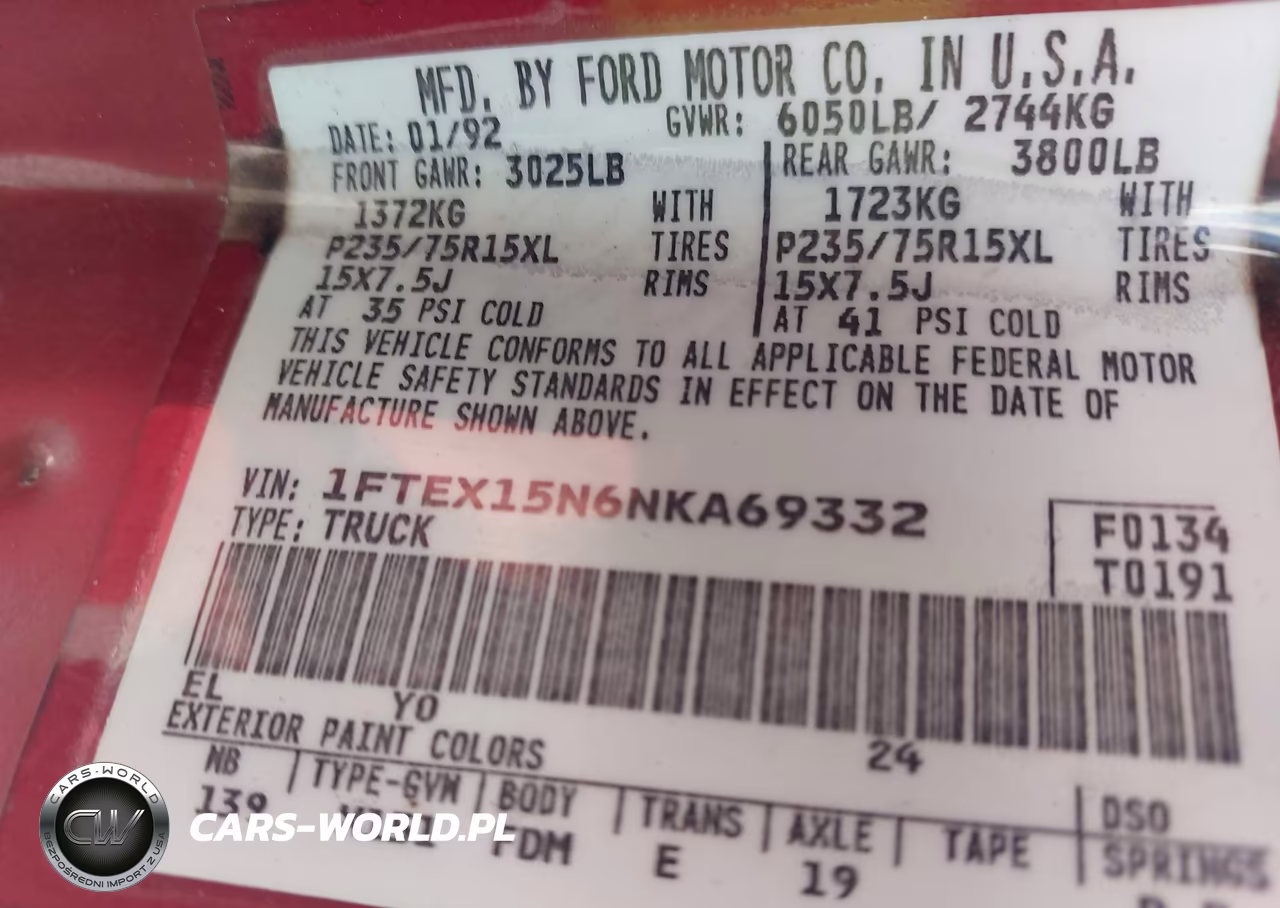 1992 Ford F150 VIN:1FTEX15N6NKA69332 - 9