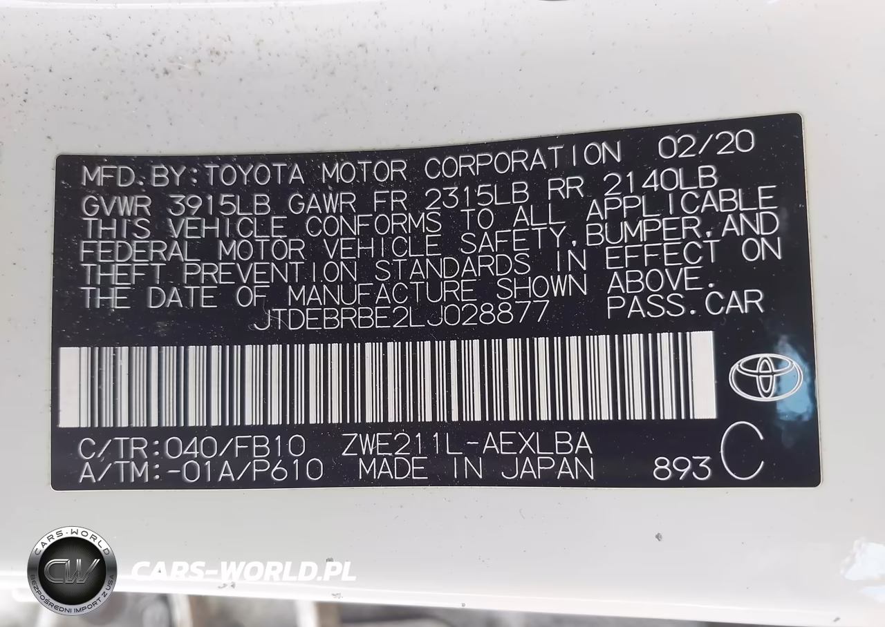 2020 Toyota Corolla Hybrid Le VIN:JTDEBRBE2LJ028877 - 9