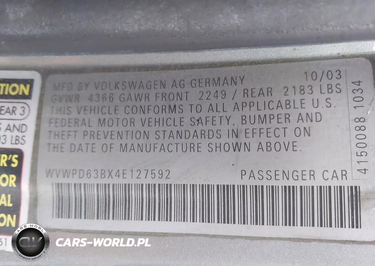2004 Volkswagen Passat Gls VIN:WVWPD63BX4E127592 - 9