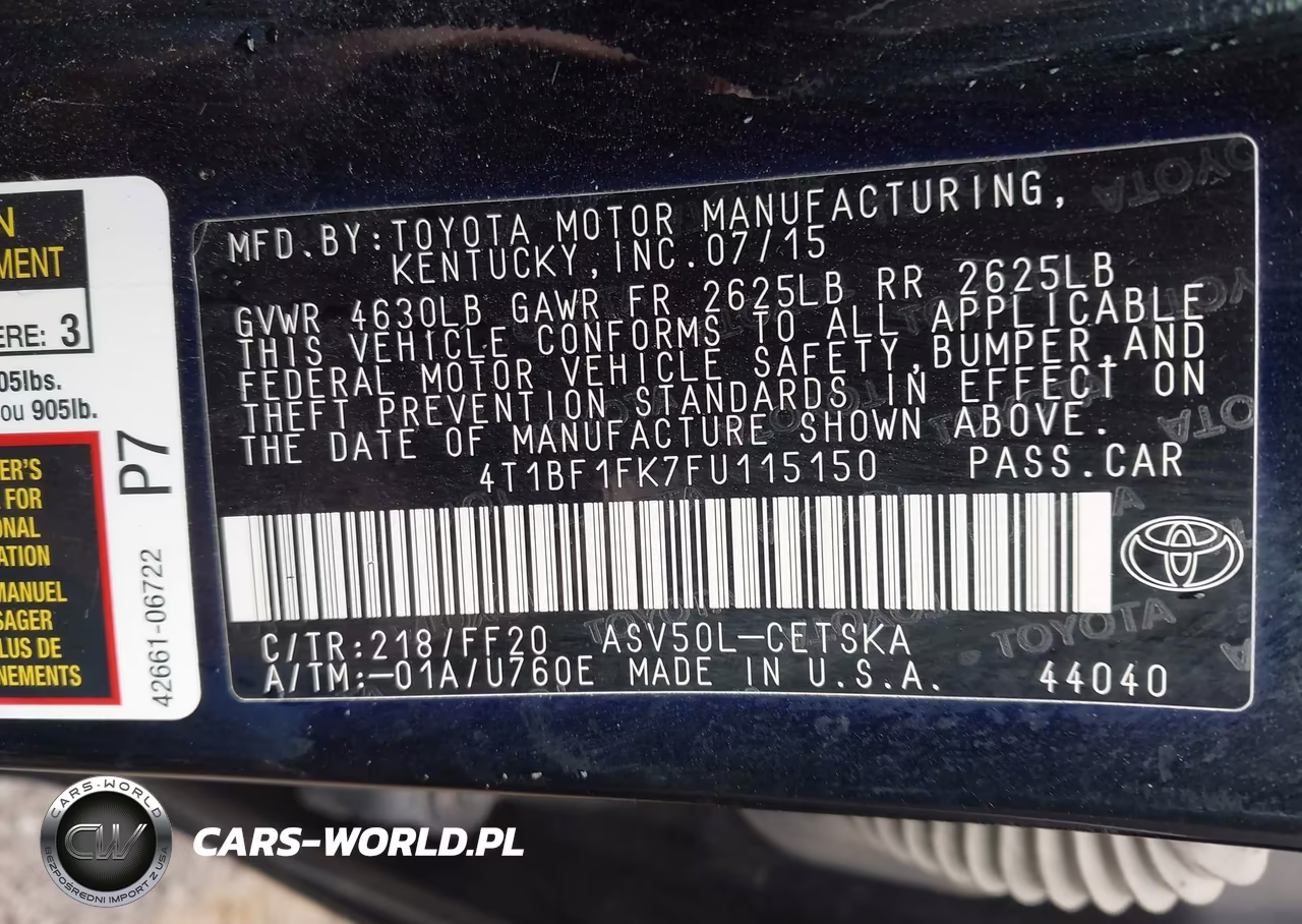 2015 Toyota Camry Se VIN:4T1BF1FK7FU115150 - 9