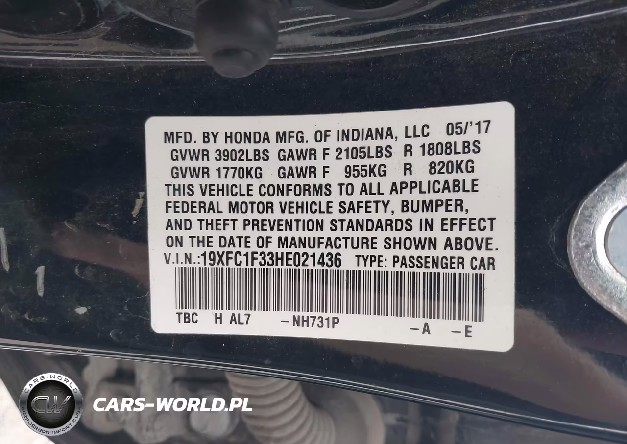 2017 Honda Civic Ex-T VIN:19XFC1F33HE021436 - 9
