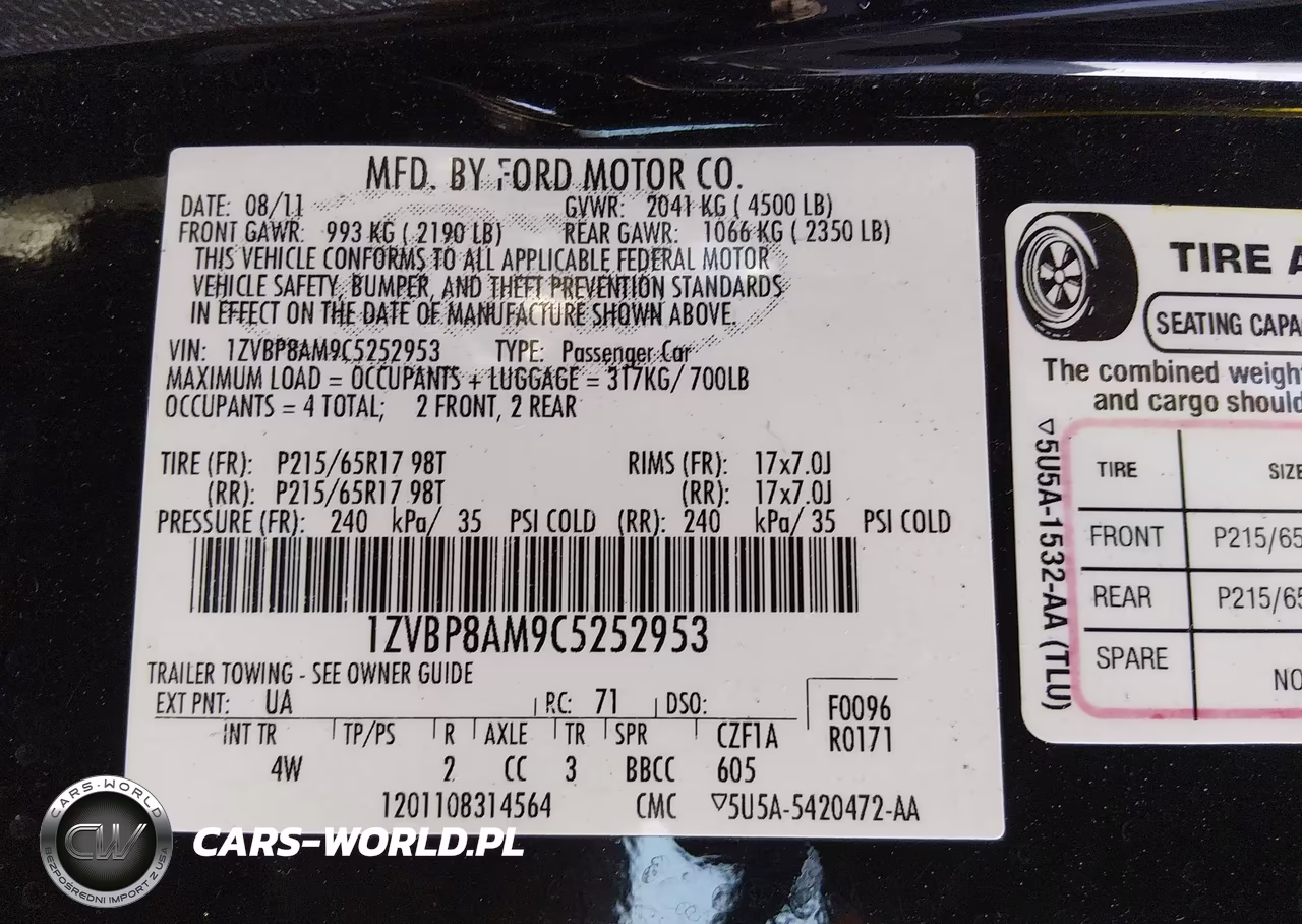 2012 Ford Mustang V6 Premium VIN:1ZVBP8AM9C5252953 - 9