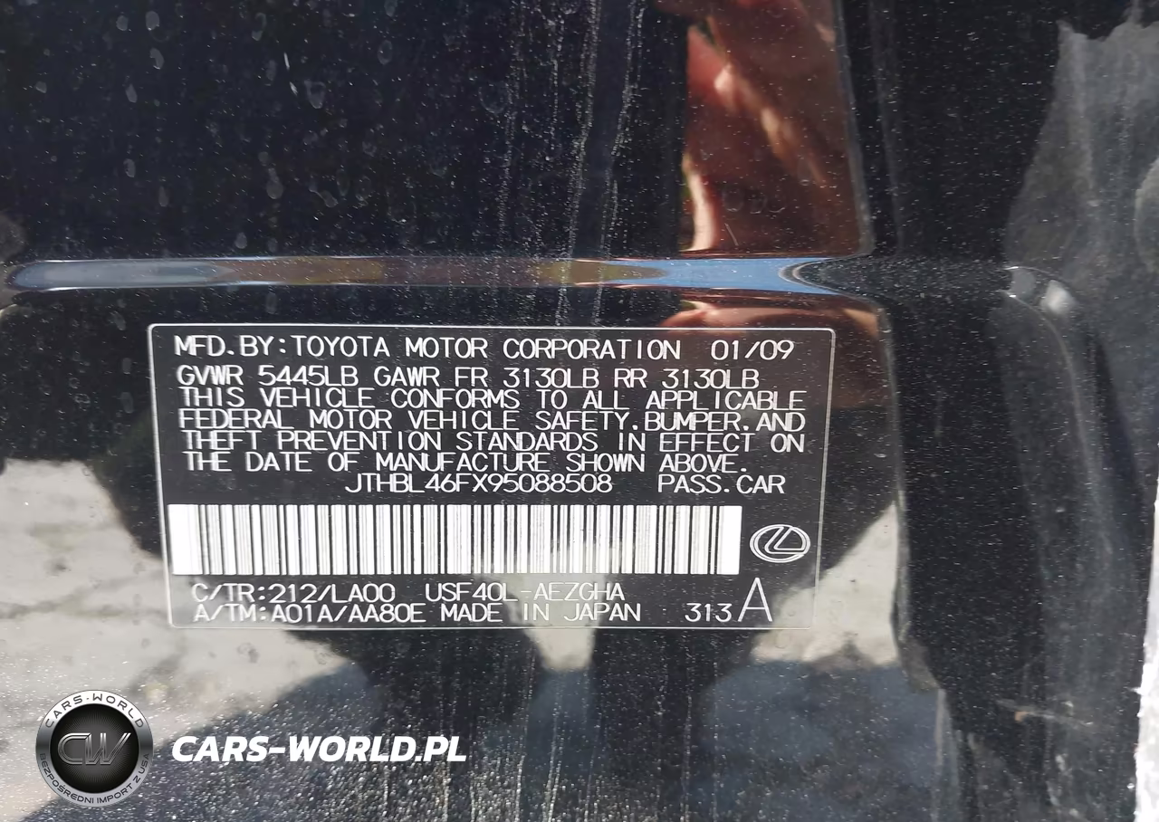 2009 Lexus Ls 460 VIN:JTHBL46FX95088508 - 9