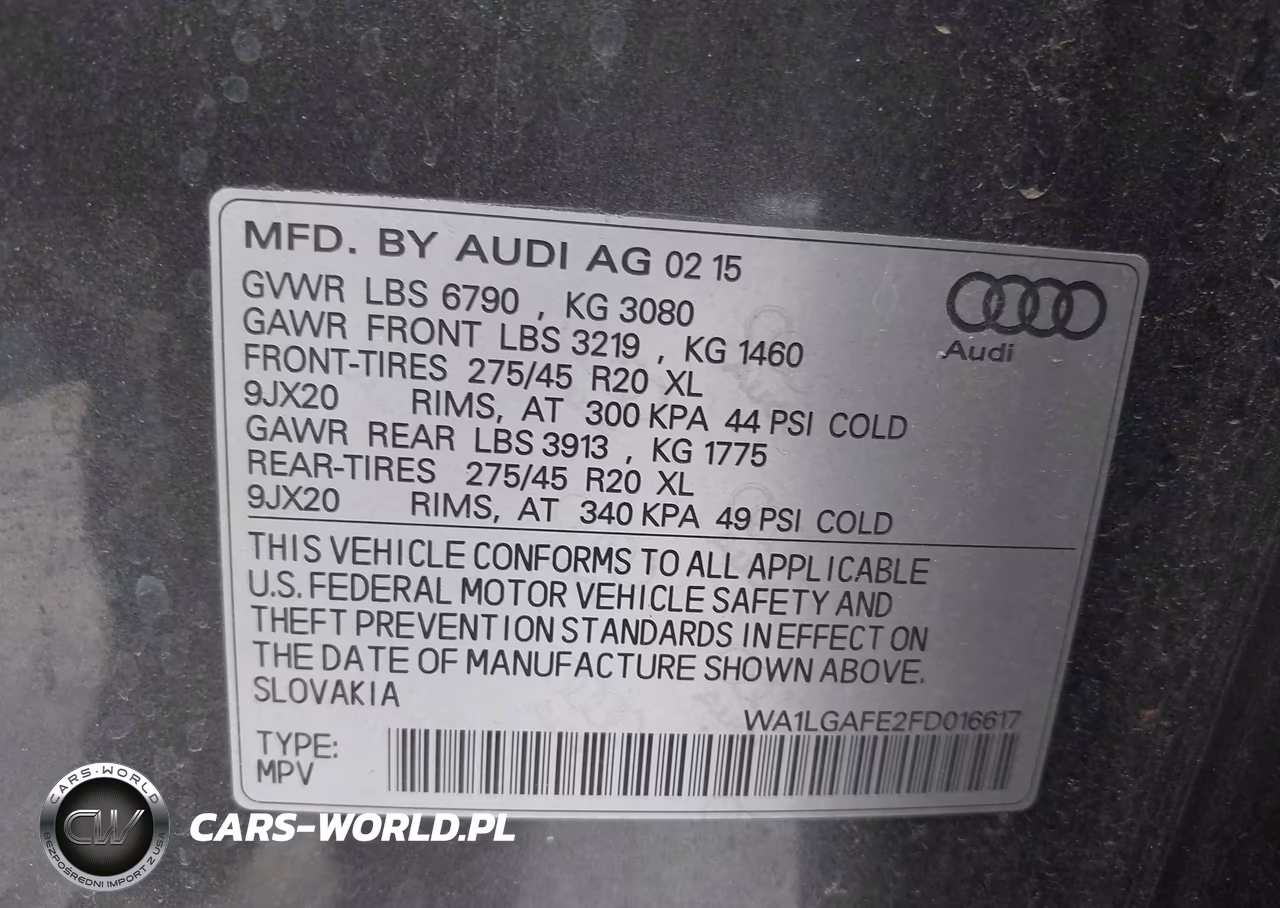 2015 Audi Q7 3.0T Premium VIN:WA1LGAFE2FD016617 - 9