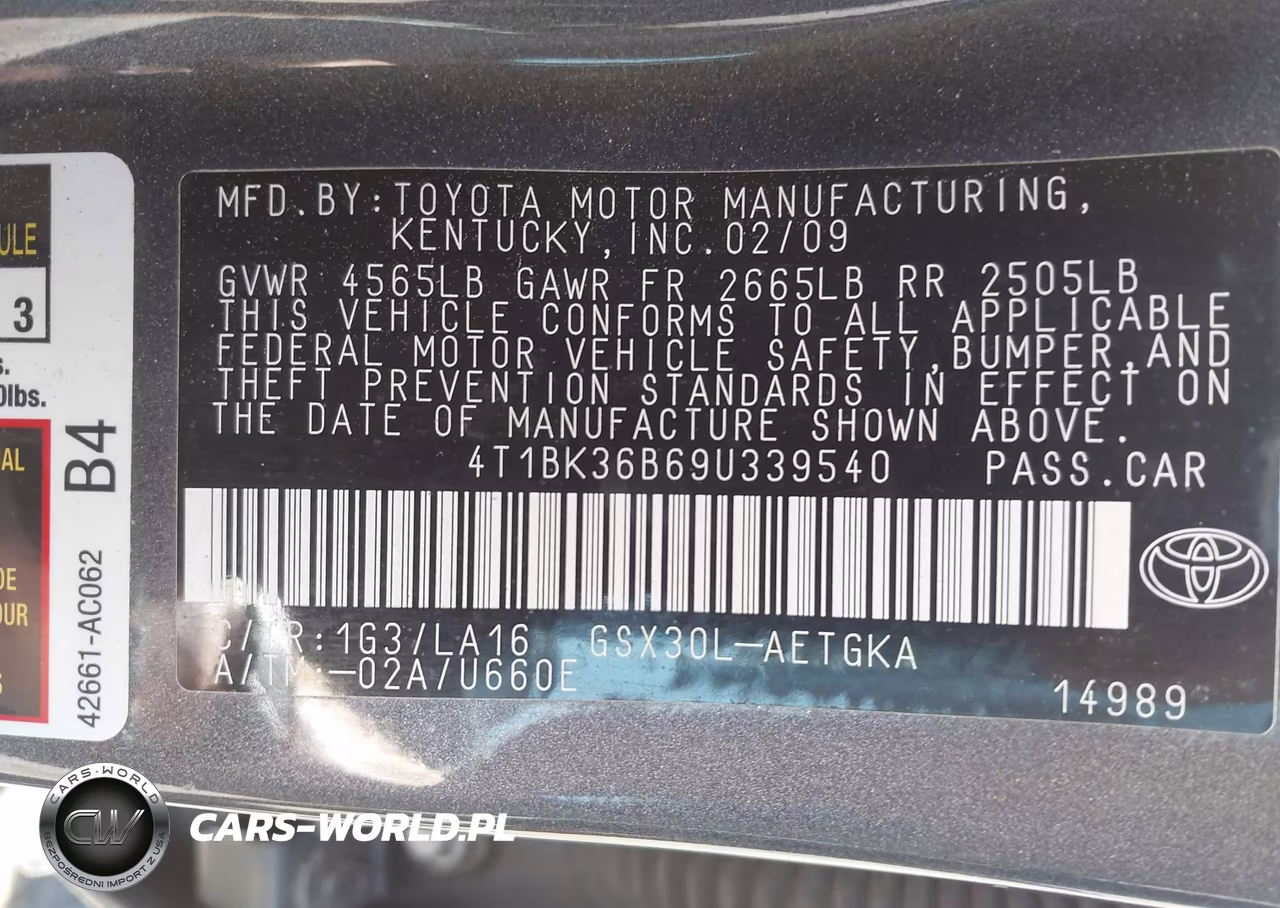 2009 Toyota Avalon Xls VIN:4T1BK36B69U339540 - 9