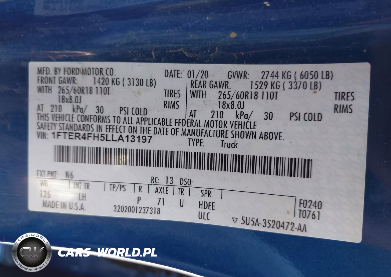 2020 Ford Ranger Xlt VIN:1FTER4FH5LLA13197 - 9