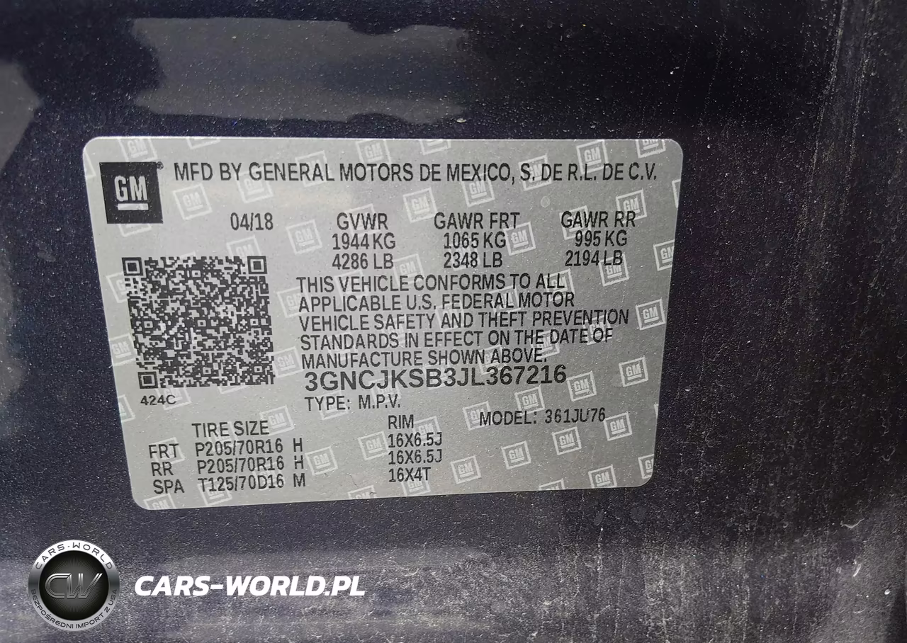 2018 Chevrolet Trax Ls VIN:3GNCJKSB3JL367216 - 9