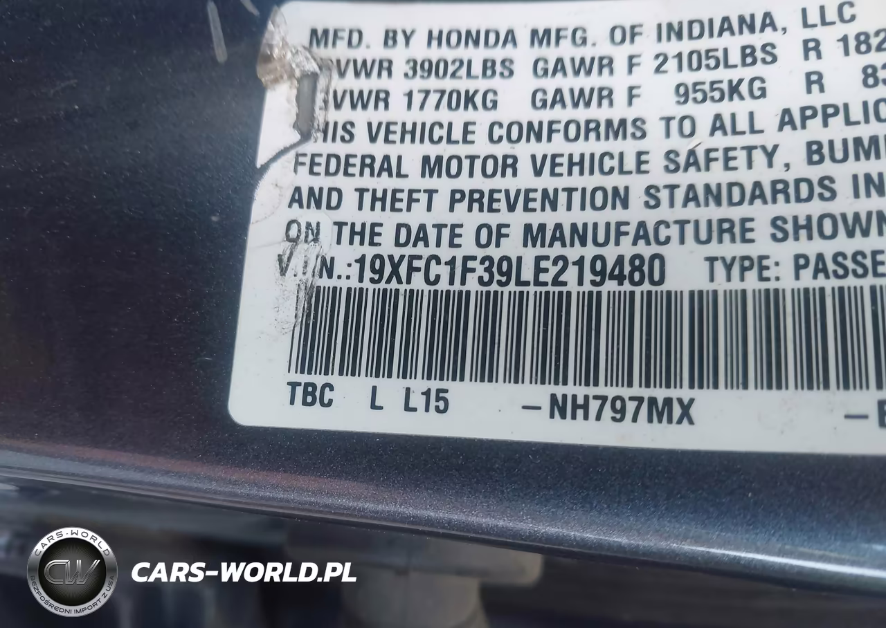 2020 Honda Civic Ex VIN:19XFC1F39LE219480 - 9