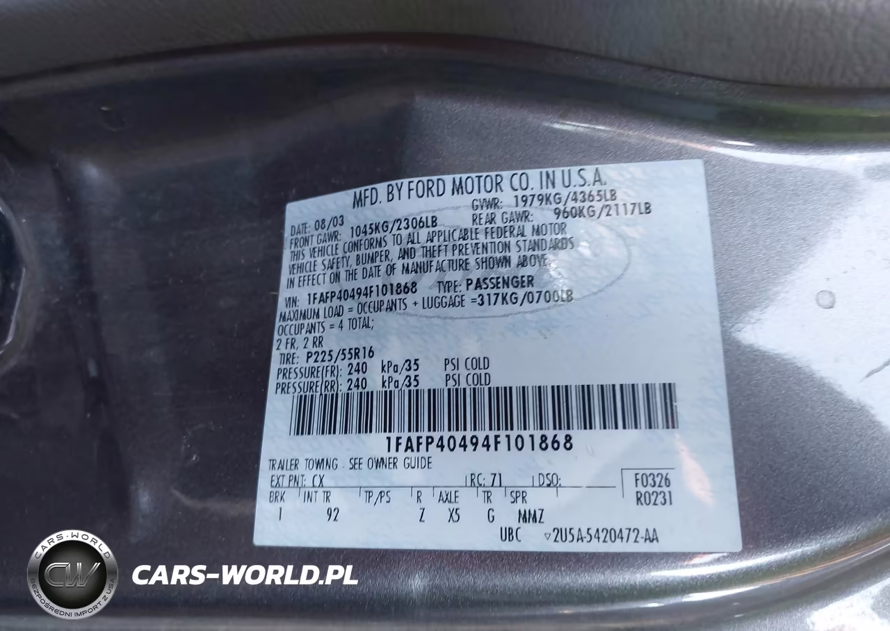 2004 Ford Mustang VIN:1FAFP40494F101868 - 9