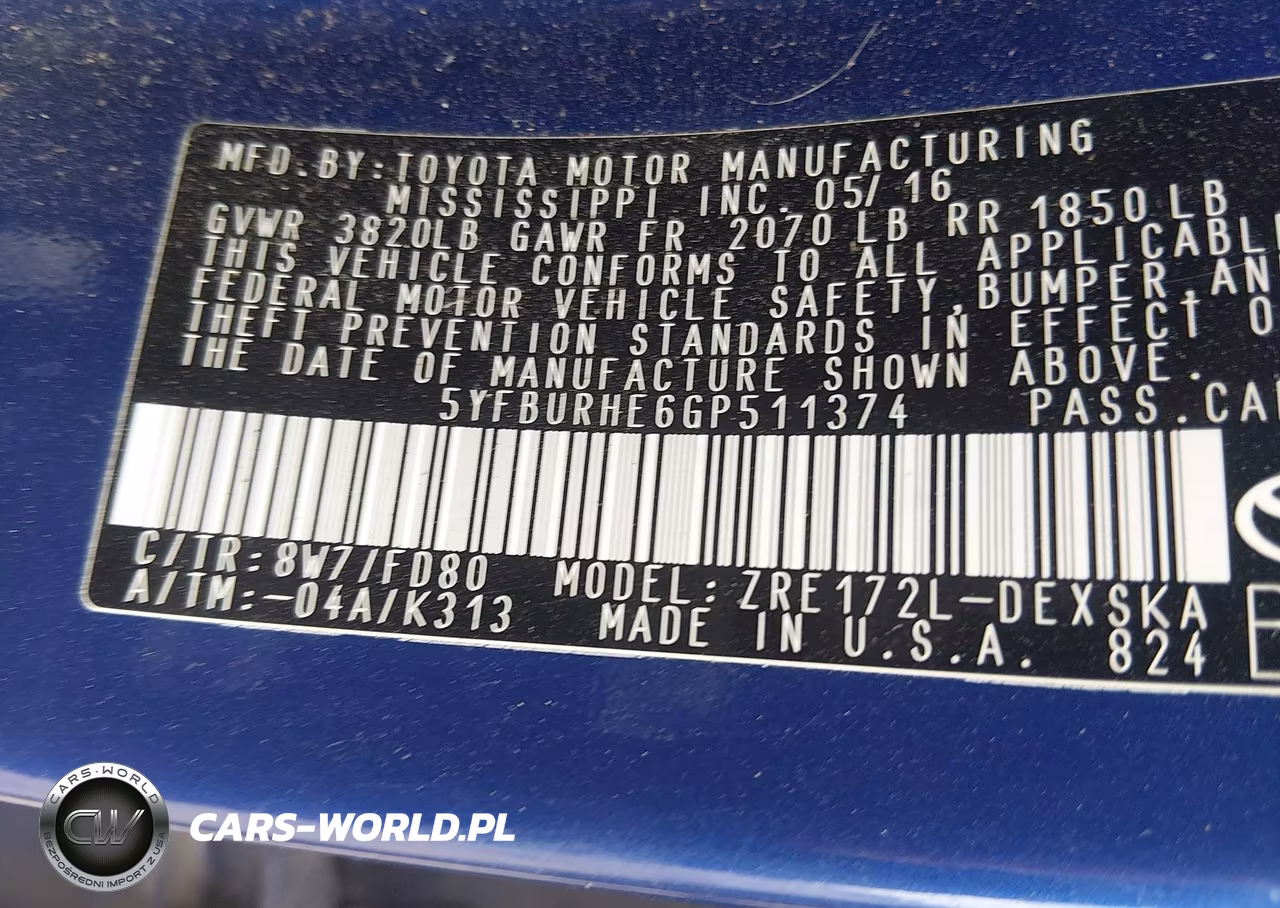 2016 Toyota Corolla S Plus VIN:5YFBURHE6GP511374 - 7