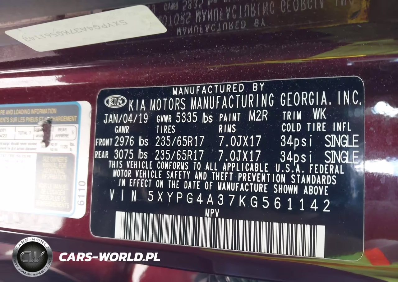 2019 Kia Sorento 2.4L Lx VIN:5XYPG4A37KG561142 - 9