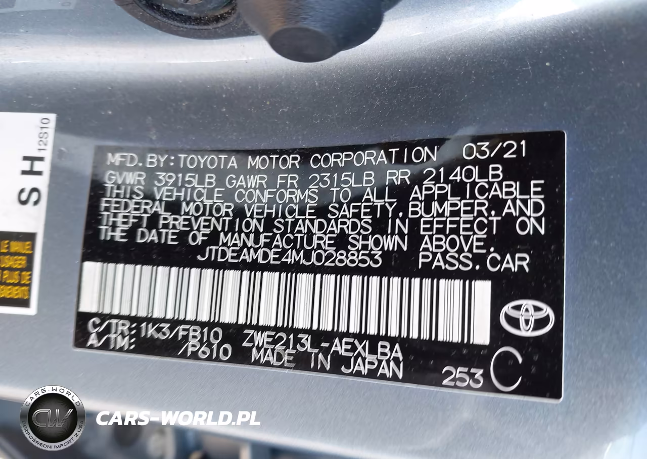 2021 Toyota Corolla Hybrid Le VIN:JTDEAMDE4MJ028853 - 9