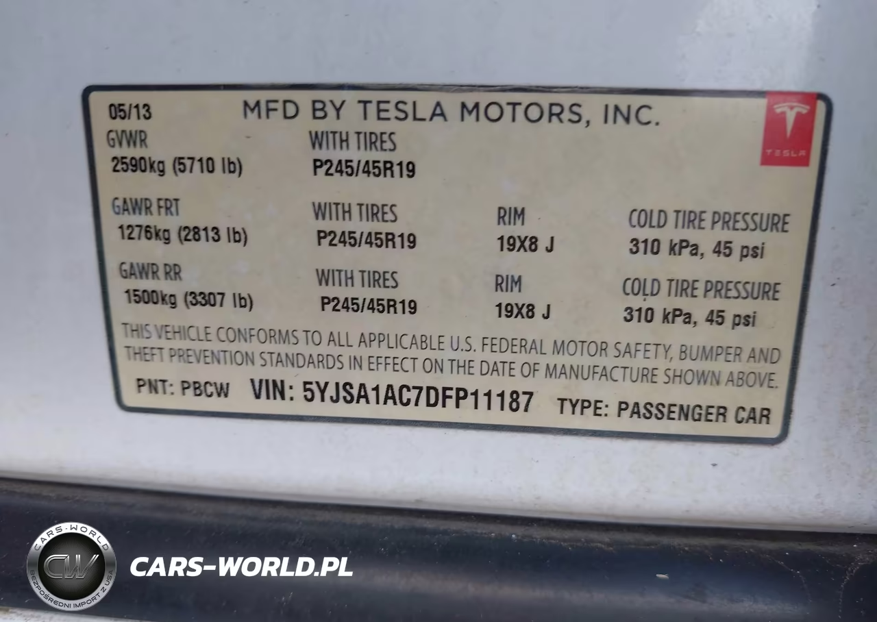 2013 Tesla Model S VIN:5YJSA1AC7DFP11187 - 9