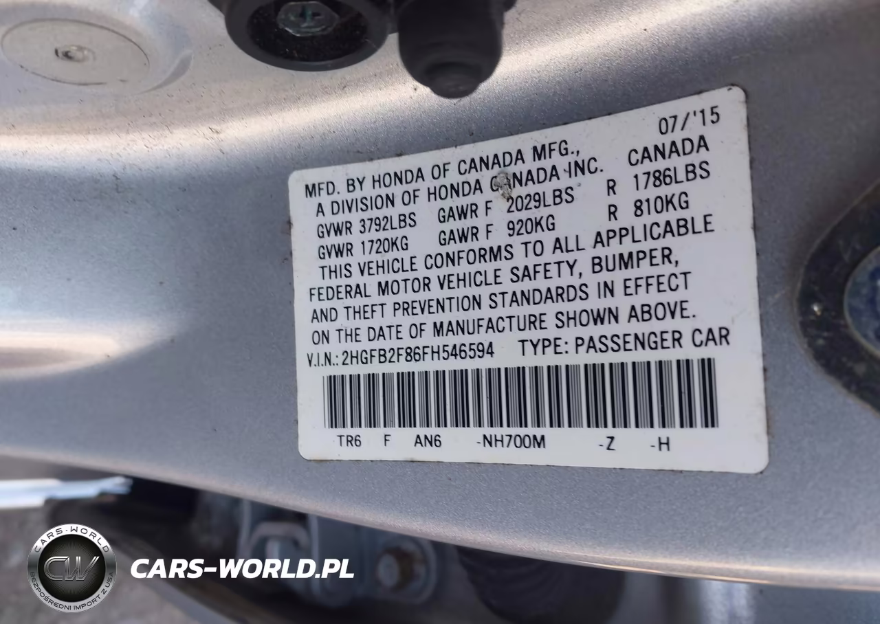 2015 Honda Civic Ex VIN:2HGFB2F86FH546594 - 9