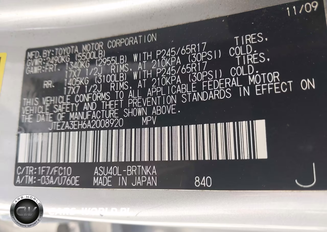 2010 Toyota Highlander VIN:JTEZA3EH6A2008920 - 9