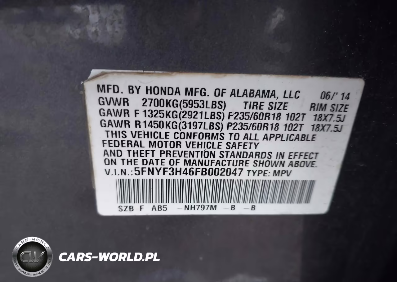 2015 Honda Pilot Ex VIN:5FNYF3H46FB002047 - 9