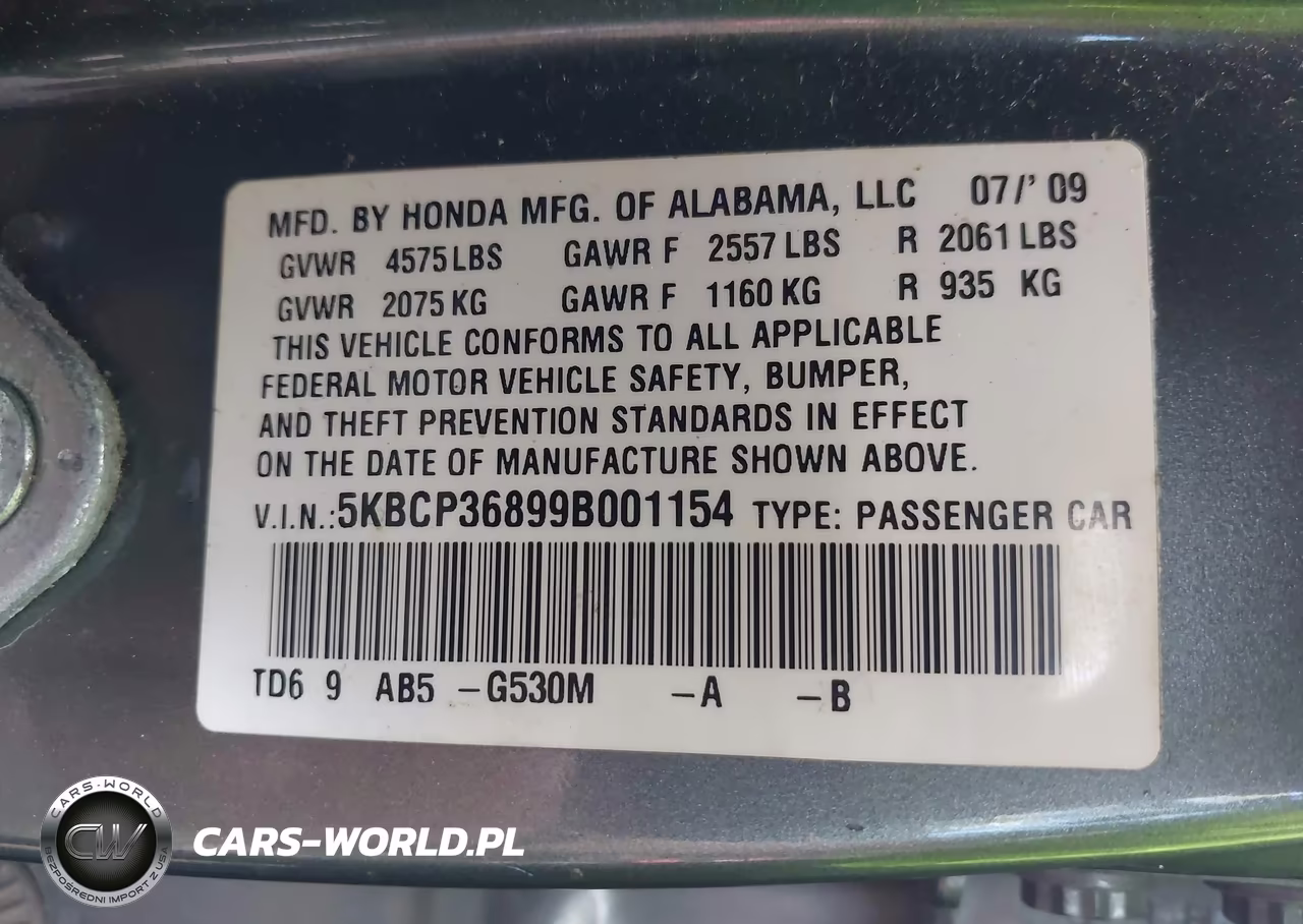 2009 Honda Accord 3.5 Ex-L VIN:5KBCP36899B001154 - 9