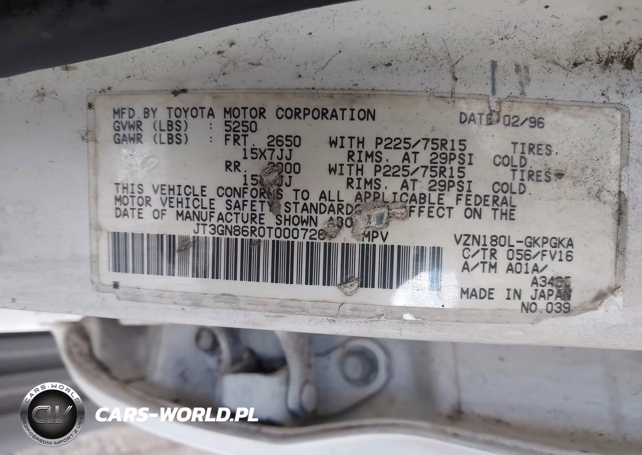 1996 Toyota 4Runner Sr5 VIN:JT3GN86R0T0007267 - 9