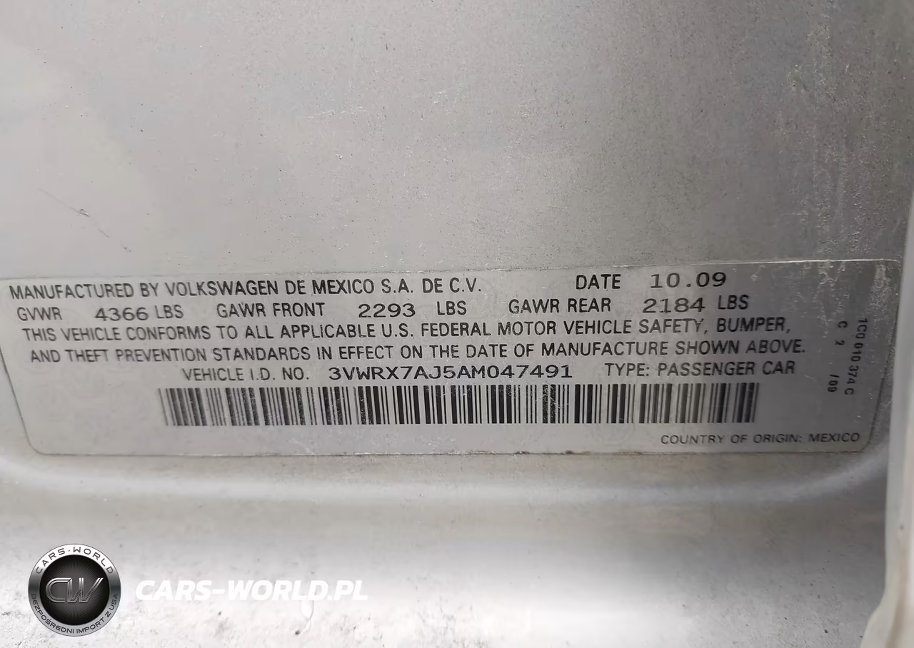 2010 Volkswagen Jetta Se VIN:3VWRX7AJ5AM047491 - 9